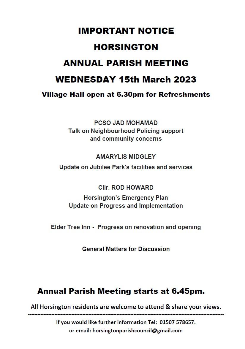 March 2023 notice annual parish meeting